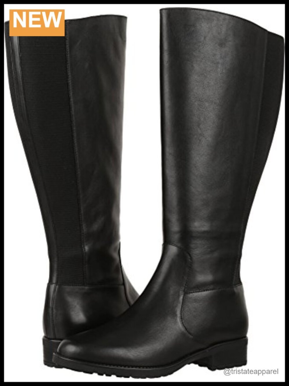 SAS Women's Duchess Wide Calf Leather Knee High Boots Round Toe Zip